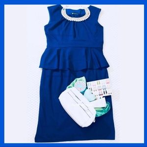 Blue Peplum Sheath Dress | Valerie Bertinelli